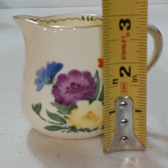 Vintage Crown Staffordshire Creamer - 1930s Floral Pattern, Gold Trim, 4 oz - Picture 7 of 7